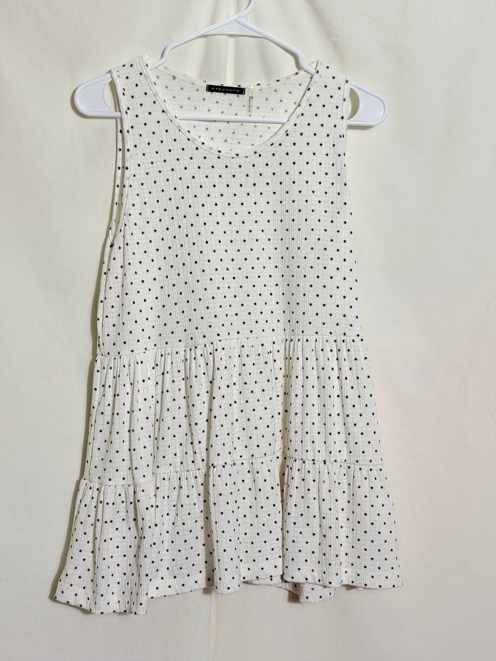 Staccato Star Print Tiered Tank Top Small Celestial Tunic